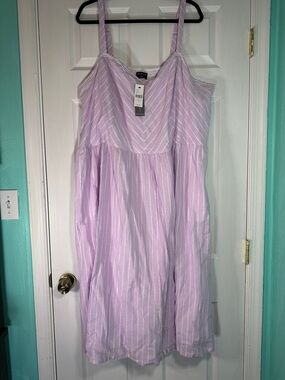 Lane Bryant Lavender and White Striped Midi Sundress